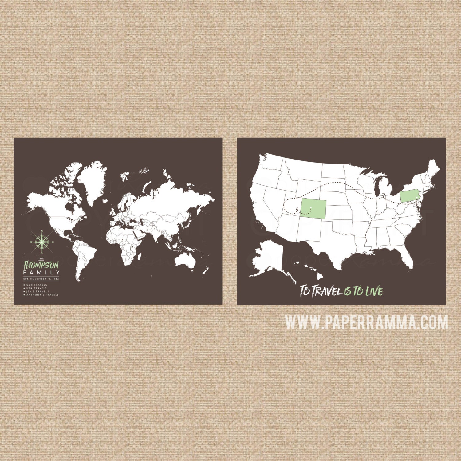 Wanderlust Travel Map Wanderlust World Map Wanderlust USA | Etsy