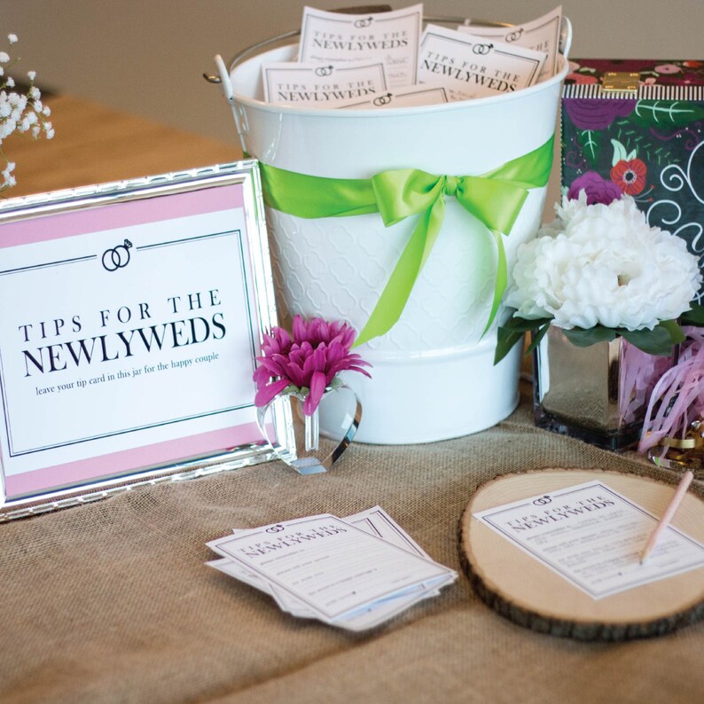 Wedding Tip Jar Instant Newlywed Diy Printable Advice Cards Guestbook W I01 1ps Zz6