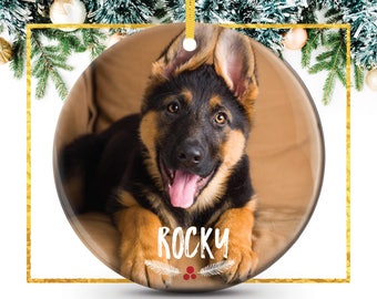 German Shepherd Ornament, German Shepherd Dog Ornament, Christmas Gift For Dog Owner, personalized ornament w/ your photo // C-P119-OR XX9