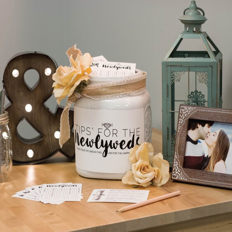 Newlywed Tip Jar Diy Printable Wedding Advice Cards Instant Guestbook W I01 1ps Zz6