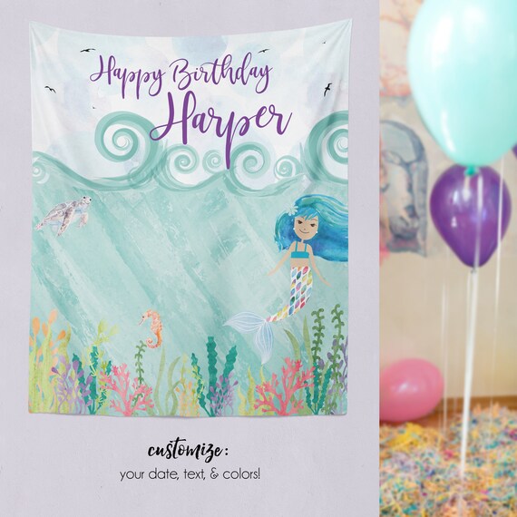 Under the Sea Birthday, Mermaid Party Banner, Under the sea Party Decor, Mermaid Photo Backdrop, Mermaid Party, Mermaid/ N-T20-TP REG1 AA3 Il_570xn