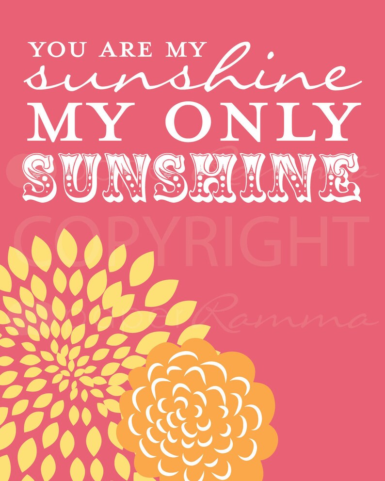 You are my Sunshine Art Print Set // Archival Giclee Art Etsy