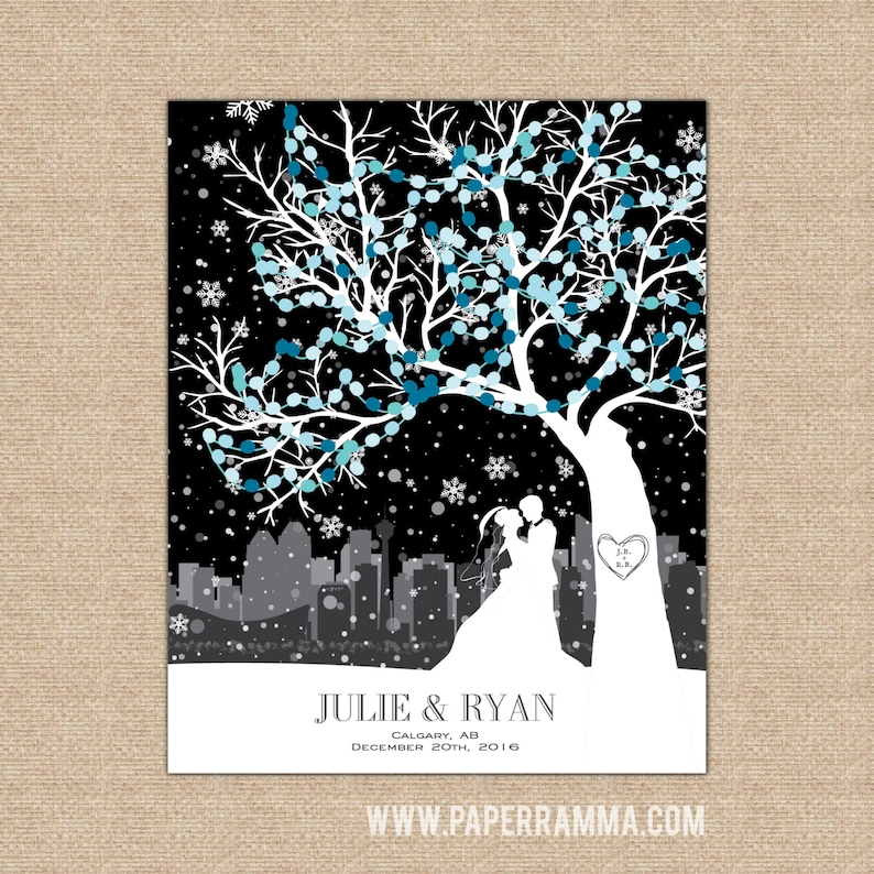 Wedding Guest Book Alternative Custom Wedding Guestbook W-WW01-1PS HH3 Winter Wedding Guest Book