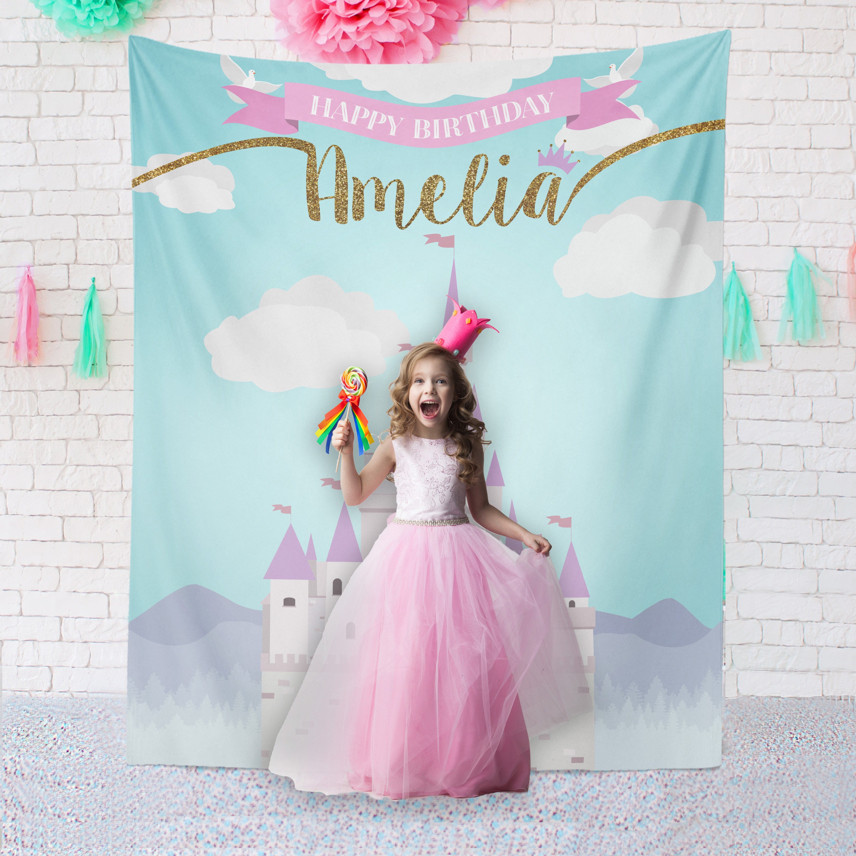 Princess Birthday Backdrop Princess Ideas Castle Princess | Etsy