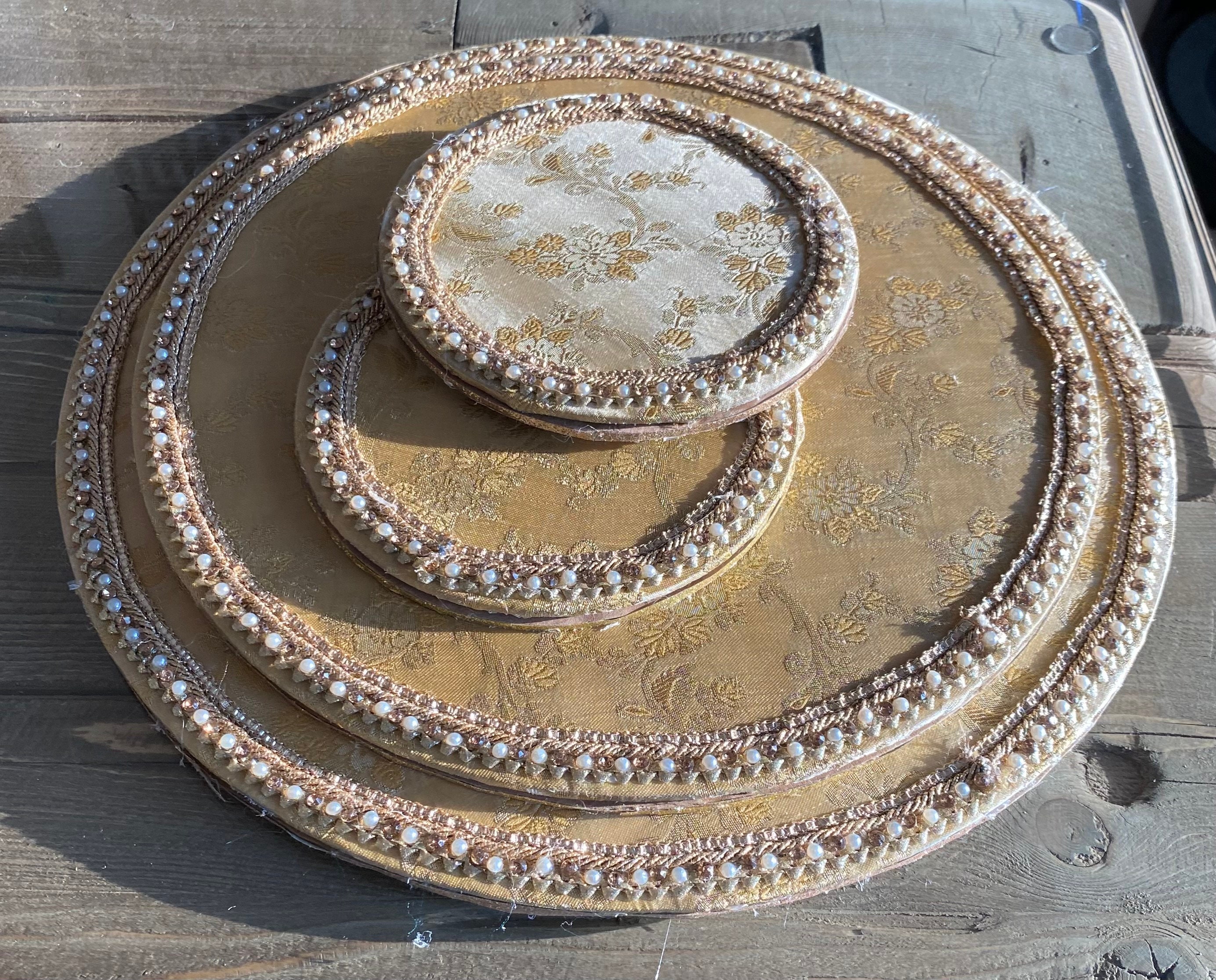 4 thaals, mehndi tray, wedding, shaadi, thaali, dholki decor, dholki tray, indian wedding, pakistani wedding, mehndi, mayoun, shaadi decor