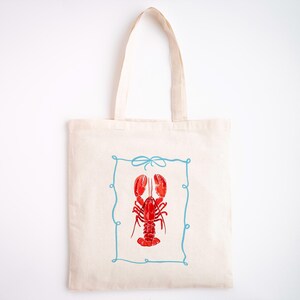 Lobster Illustration Cotton Tote Bag Beach Tote Shopping Bag Lobster Lover Gift Casual Everyday Bag Lobster Fisherman Aesthetic Gift
