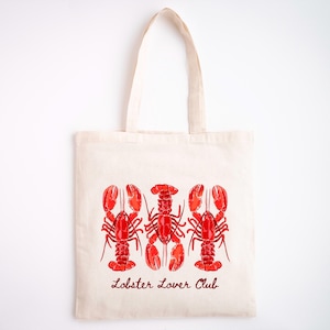 Lobster Lover Club Tote Bag Fisherman Aesthetic Shopping Bag Beach Tote Gift for Seafood Lovers Reusable Grocery Bag Gift Lobster