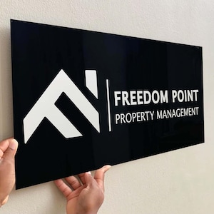 Custom Black Acrylic Business Sign | Acrylic Beauty Logo Sign | Rectangular Business Logo Sign | Acrylic Business Signage | 3D Acrylic Sign