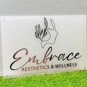 Custom QR code Acrylic Business Sign | Custom Acrylic Beauty Logo Sign | Business Logo Sign | Acrylic Business Signage | 3D Acrylic Sign