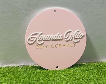 Elegant Acrylic Business Logo Sign, Salon Name Sign, Business Logo Sign, Round Logo Sign, Custom Business Sign, Personalized Acrylic Sign