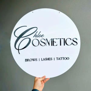 Spa And Salon 3D Lettered Name With Logo Sign | Business Logo Signs | Salon Wall Decor Signs | Acrylic Business Signs | Round Acrylic Sign