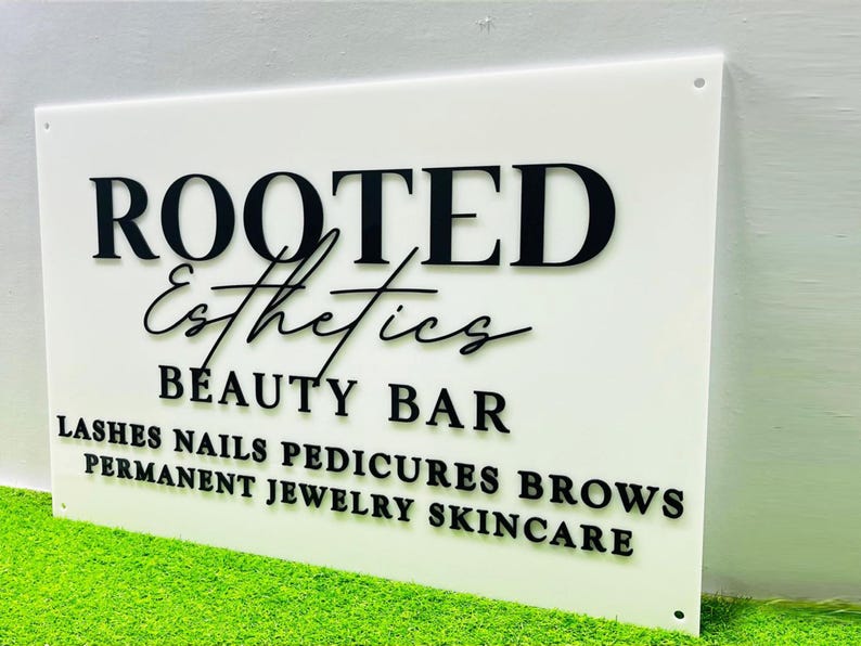 Custom QR Code Acrylic Business Sign | Custom Acrylic Beauty Logo Sign ...