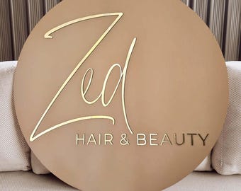 Round Custom Salon Sign | Custom Acrylic Beauty Logo Sign | | Round Business Logo Sign | Acrylic Business Signage | 3D Acrylic Sign