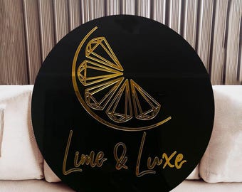 3D Lettered Round Business Sign, Custom Acrylic Business Logo, Office Wall Decor, Business Door Signs, Salon Logo Signs, Acrylic Logo Signs