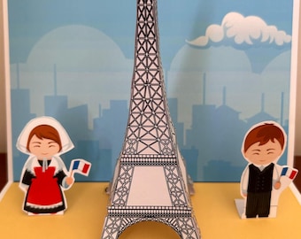 Paper Eiffel Tower Pdf Printable Activity for Kids