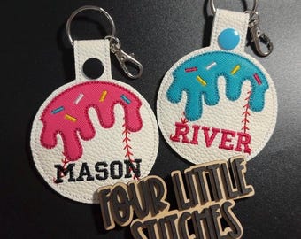 Baseball Drip, Drippy Bag Tag, Baseball Ice Cream Drip Bag Tag, Baseball Bag Tag, Baseball Drip Keychain, Baseball ice Cream