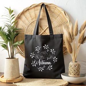 Black Autumn Tote Bag with Pumpkins!