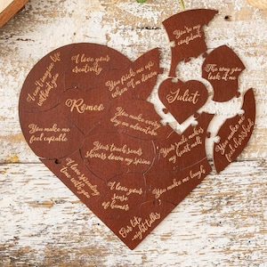 Personalized Puzzle Wood Pieces, Reasons Why I Love You Wooden Puzzle, Birthday Gift for Girlfriend, Anniversary Gift for Her, Gift For Wife