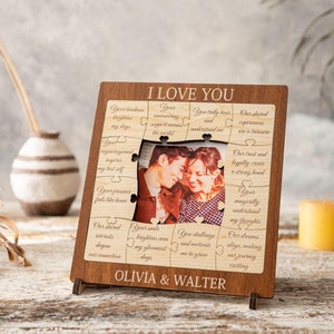 12 Reasons Why I Love You Wooden Puzzle, Personalized Photo Frame, Personalized Wooden Puzzle Birthday Gift, Anniversary Gift Christmas Gift