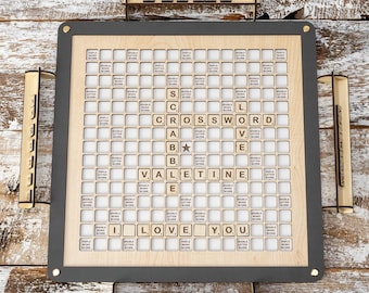 Personalized Wooden Scrabble Board Game, Custom Engraved Word Tiles, Unique Family Game Night Gift, Vintage Style Board Game, Gift for Mom