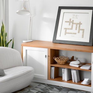 Family Name Wall Decoration,  Family Members' Names Sign, Custom Crossword Wall Art, Family Name Gift, Wooden Letter Tile Frame