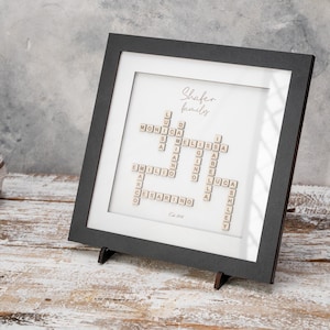 Personalized Family Name Scrabble Frame, Custom Crossword Wall Art, Family Name Gift, Wooden Letter Tile Frame, Housewarming Present