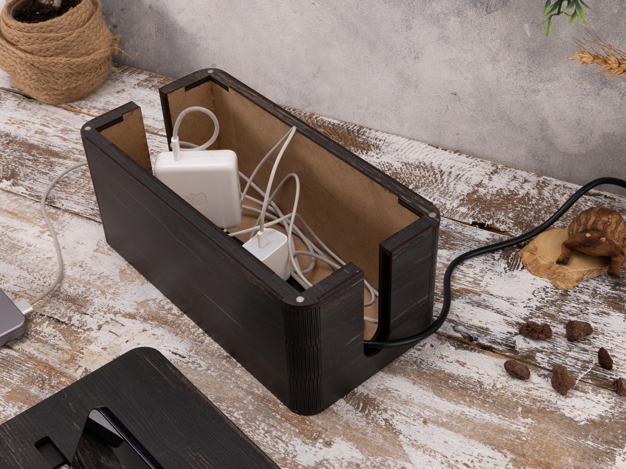 Desk Cable Organizer, Office Gifts, Cable and Charger Organizer Dock, Handmade Tech Organizer, Cable Organizer