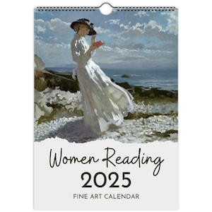 Calendario da parete Fine Art 2025 "Donne che leggono" / Regalo per gli amanti dei libri / Regalo letterario / Calendario verticale A4 a tema libro / Arte impressionista