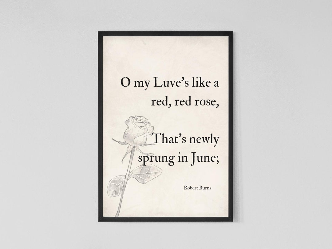 Red Red Rose Robert Burns Poem | Wall Art Print | Vintage Style Design