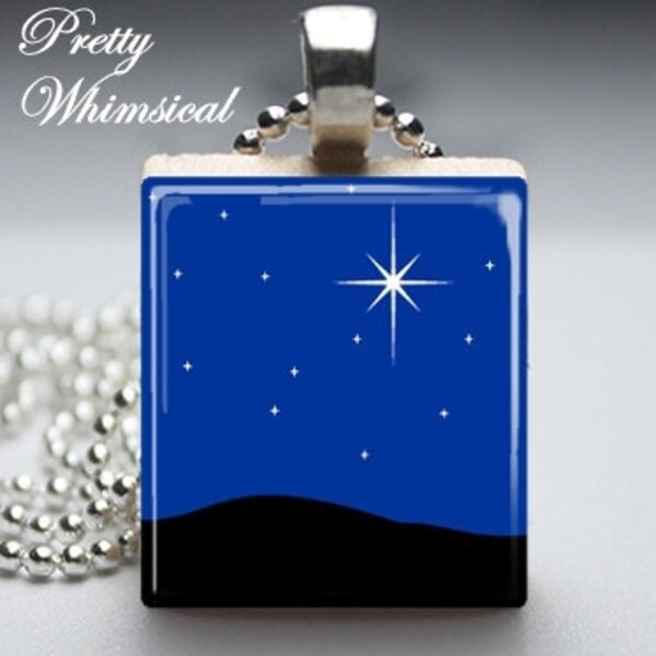 STAR BETHLEHEM Christmas Story / Christmas Jewelry / Scrabble Tile Pendant