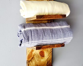Wall mounted Towel Rack (Old Country Style- straight edges) Farm House, Bathroom, Shower, Poolside cabana, Guest room, Sauna, Gym locker
