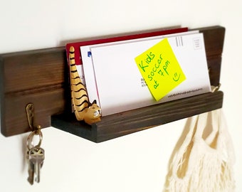 Entryway Mail Key Organizer, Modern Rustic Mail Holder, Entry door décor, Handmade Key Shelf, Wall-mounted letter rack