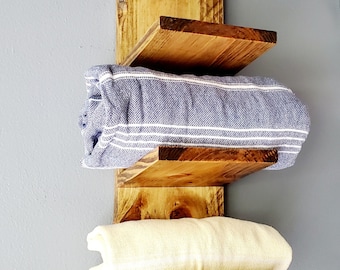 Wall mounted Towel Rack (Old Country Style- straight edges) Farm House, Bathroom, Shower, Poolside cabana, Guest room, Sauna, Gym locker