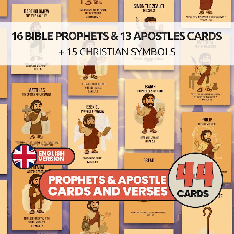 Bible Flashcards: Prophets, Apostles & Christian Symbols (PDF Download ...