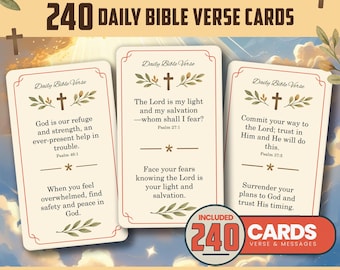 240 Bible Verse Cards: Christian Inspiration, Women's Ministry (PDF)