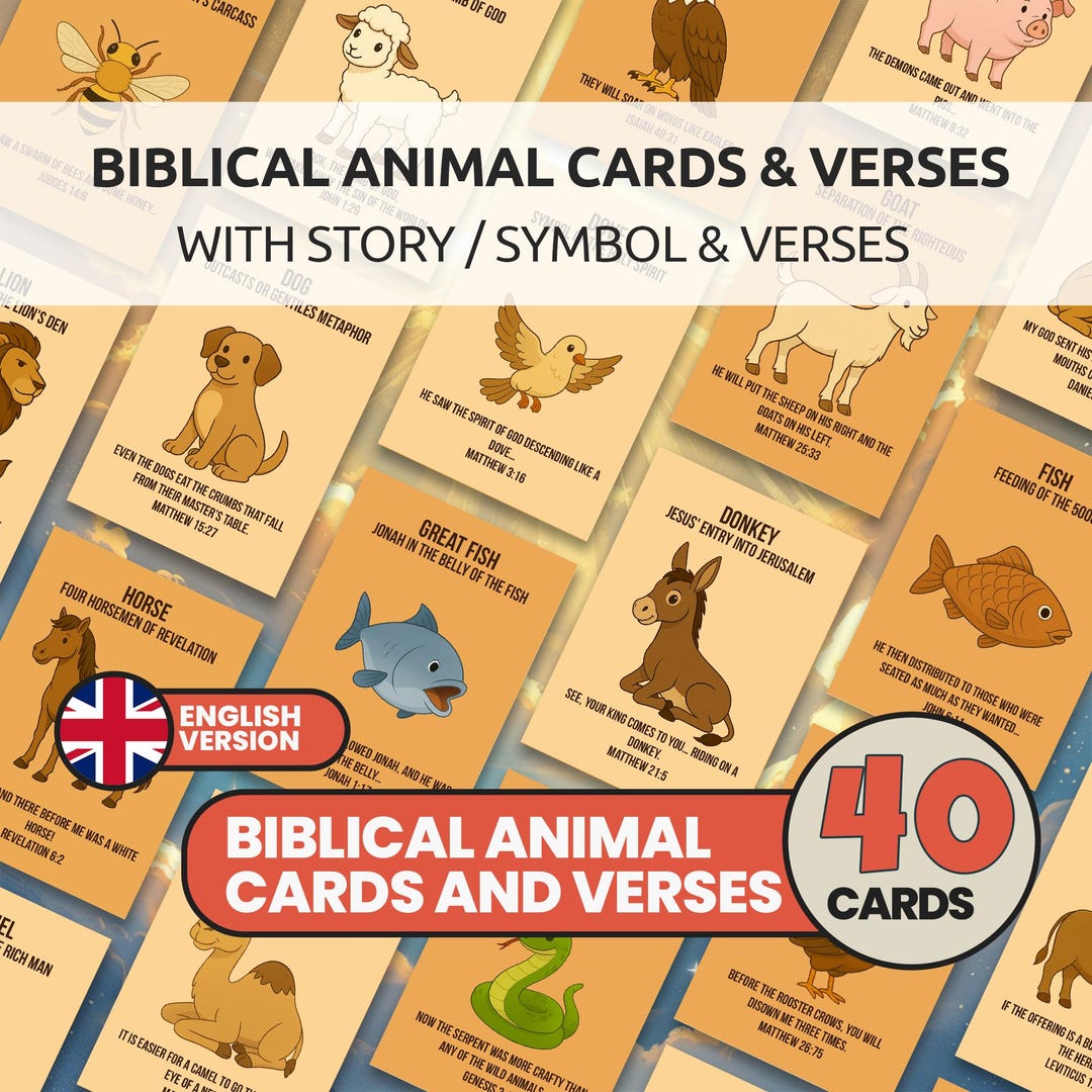 子ども向け聖書動物フラッシュカード：日曜学校ホームスクール印刷可能（デジタルダウンロード） - Etsy 日本
