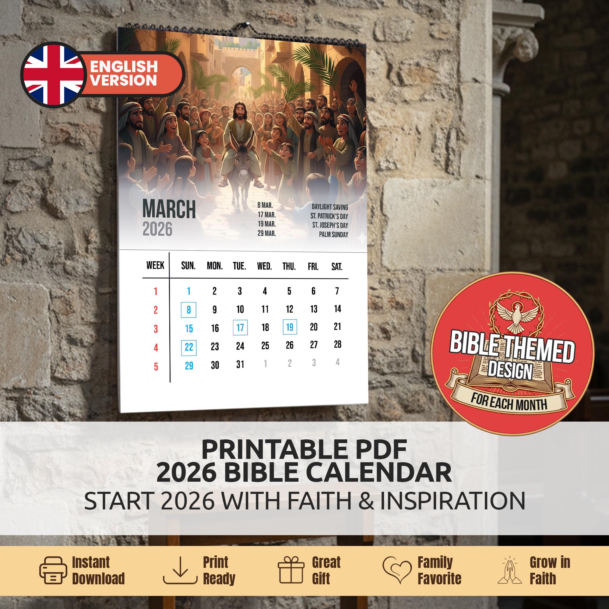 2026 Bible Calendar Christian Family Biblical Scenes A4 Printable Il 8vyt 