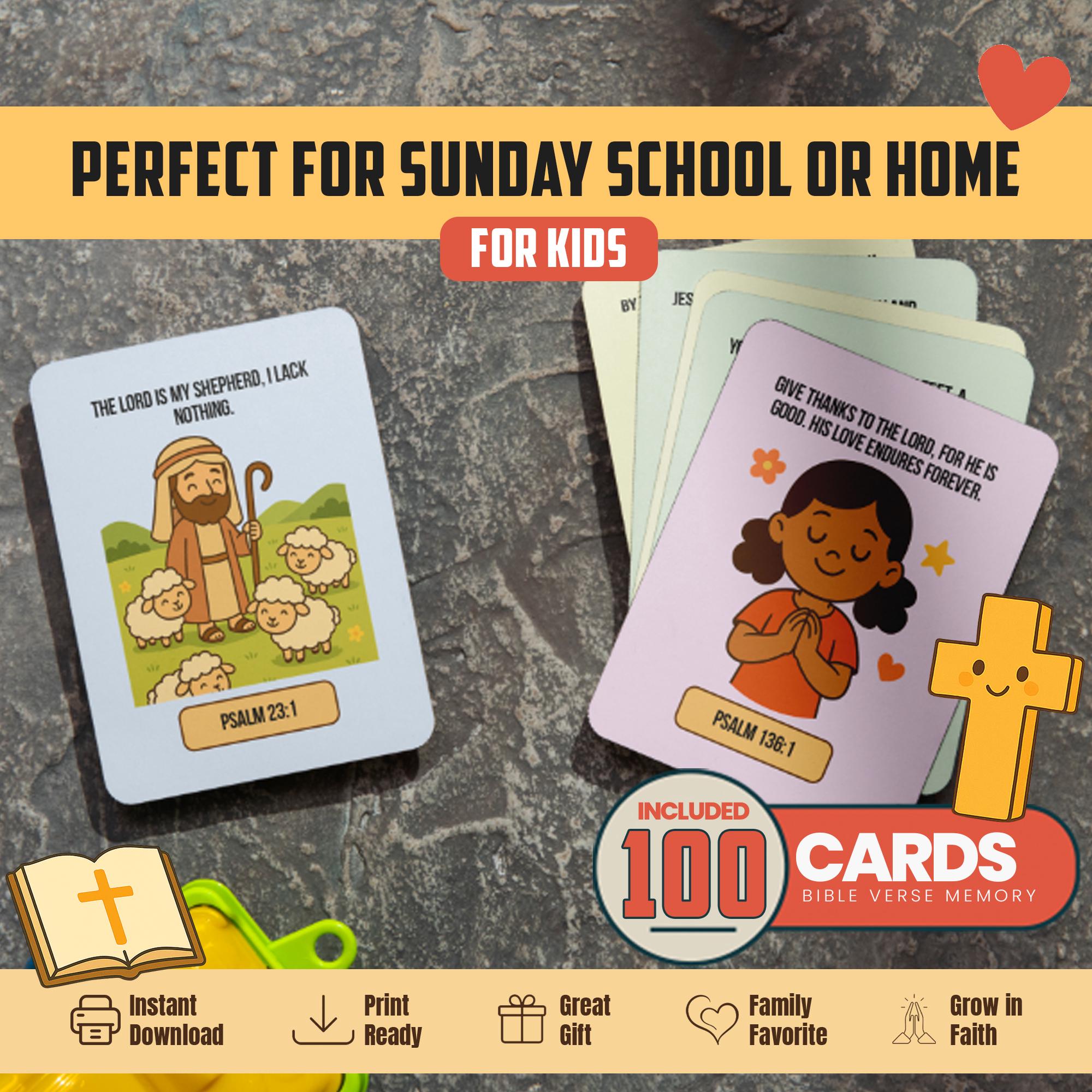 Printable Bible Verse Cards for Kids: Scripture Learning Activity (PDF ...