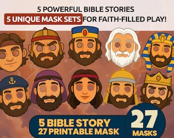 Printable Bible Character Masks Set: Sunday School Homeschool Activity (PDF Download