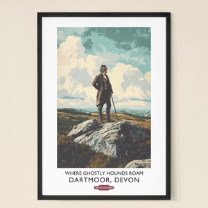 Hound of the Baskervilles Vintage Style Travel Poster | Sherlock Holmes | Wall Art Print | Home Decor | Dartmoor | Literary Gifts