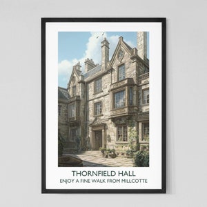 Jane Eyre Thornfield Hall Literary Vintage Travel Poster | Charlotte Bronte | Classic Fiction | Book Gift | Wall Art Home Decor