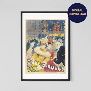 ヴィンテージ ムーラン ルージュ ポスター: フランス パリの広告アート 