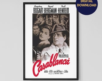 カサブランカの映画ポスター：ハンフリー・ボガート＆イングリッド