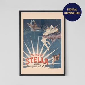 Afiche publicitario vintage digital / Petrole Stella Henri Boulanger / Impresión artística vintage icónica / Decoración de pared para el hogar / Art Nouveau / Descarga