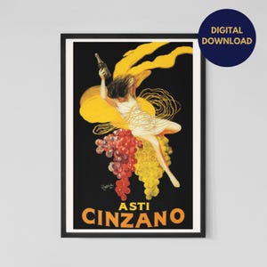 Digitales Vintage Alkohol Werbeplakat | Leonetto Cappiello Asti Cinzano | Kultige Vintage Kunstdruck | Wand Kunst Wohnkultur | Herunterladen