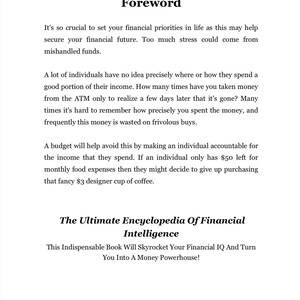 May include: A book cover with the title "The Ultimate Encyclopedia Of Financial Intelligence". The text "This Indispensable Book Will Skyrocket Your Financial IQ And Turn You Into A Money Powerhouse!" is also on the cover.