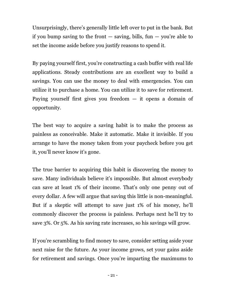May include: Text on a white background with black text discussing the importance of saving money. The text includes tips on how to save money and how to make saving a habit.