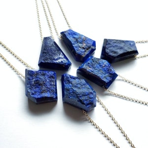 Geometric Raw Dark Blue Lapis Lazuli Gold Fill Necklace, Natural Gemstone Jewelry, Ready Ship Holiday, Seattle Gift for Her, 30 inch length image 8