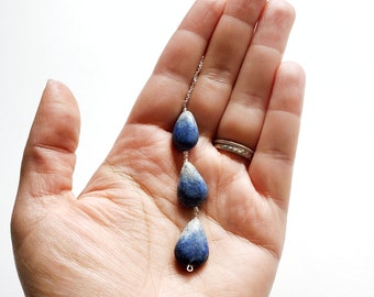 Matte Lapis Lazuli Necklace with Sterling Silver, Handmade in Seattle, Natural Gemstone Jewelry, Metaphysical Stone Shop, Smooth Unpolished