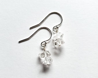 Petite Herkimer Diamond Earrings, Sparkly Dangle Drop Jewelry, Special Occasion, Wedding Bridal Style, Shop Local Seattle, Ready Ship